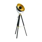 Eglo Lampadaires Salon Covaleda Bois Acier Noir Dorée | IP20 - Convient pour 1x E27 