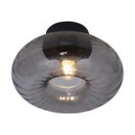It's about RoMi Plafondlamp Brussels Glas Zwart | Geschikt voor 1x E27 